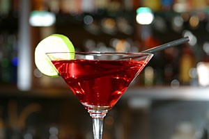 close up of red martini