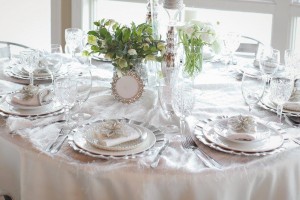 table place settings and flowers