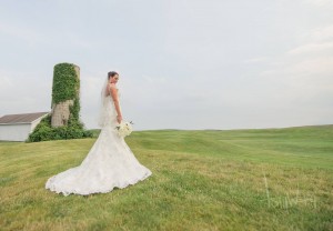 bride standing on green