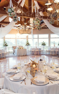 restaurant venue decorated tables and chairs for wedding